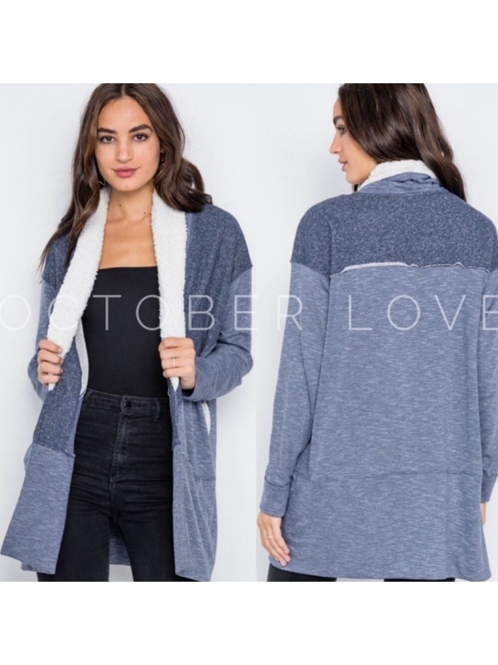 Casual Bohemian Cardigan Navy & White Soft Cozy Comfort Size S/M or M/L New! - Picture 2 of 3